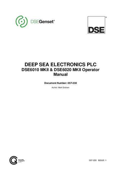 DSE6010 MKII & DSE6020 MKII Operator Manual.